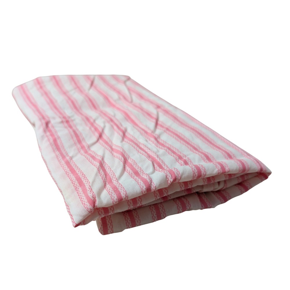 Vintage Pink White Striped Cotton Fabric Remnant Ticking Stripe 40x28 Crafting